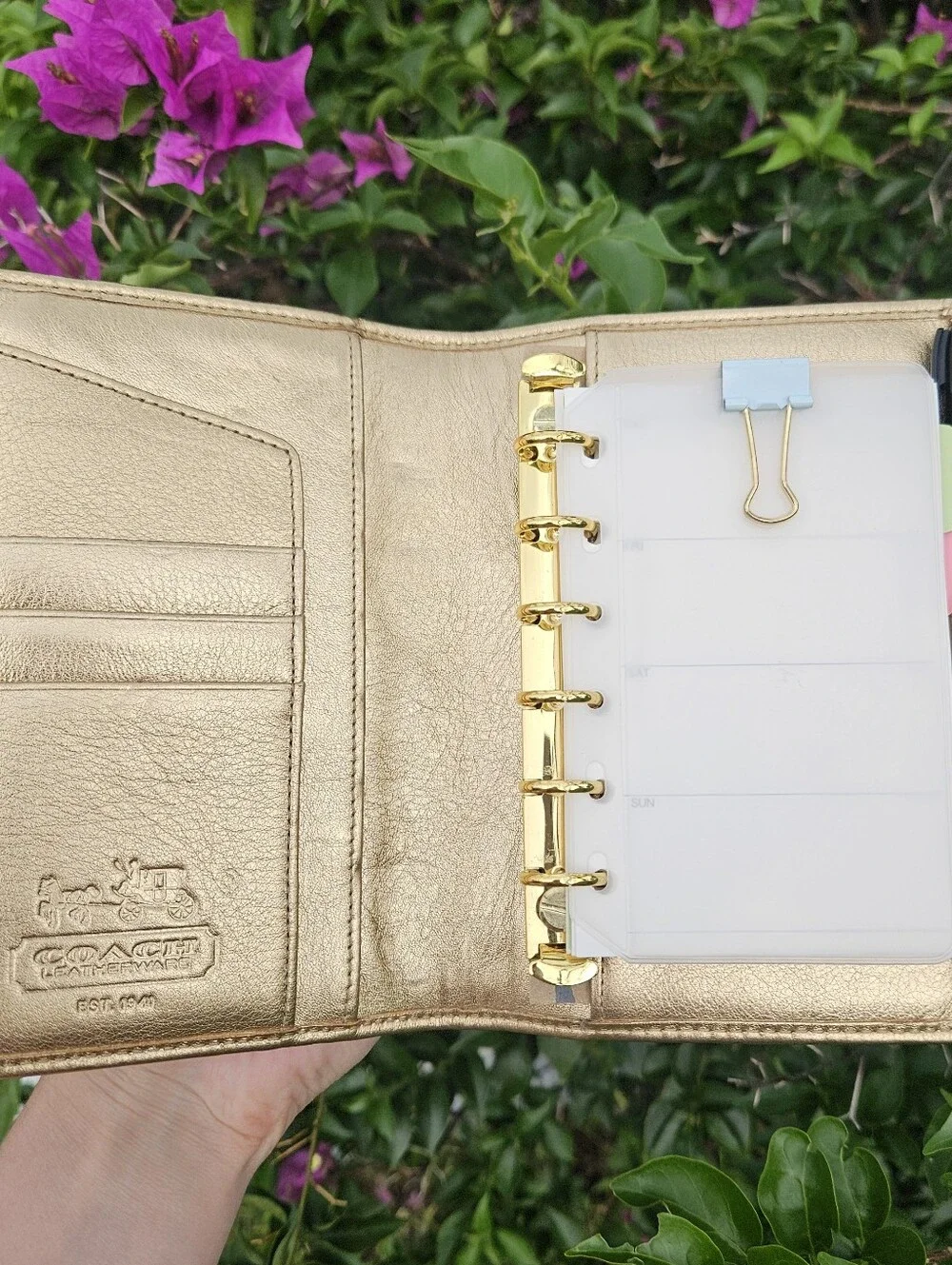 Vintage Coach Legacy Metallic Gold Turnlock Agenda Planner Organizer